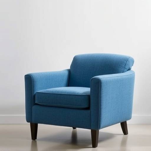 Comfortable and stylish upholstered armchair in a deep blue fabric